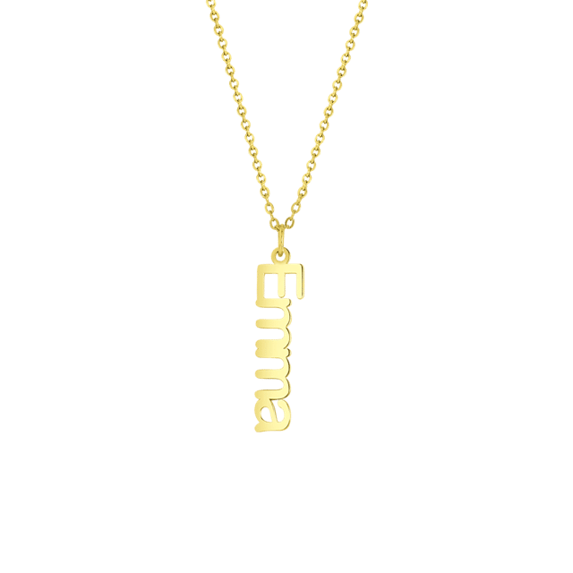 Zilveren naamketting goldplated verticaal