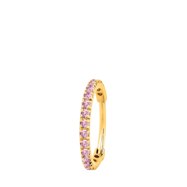 Stainless steel helixpiercing gold licht roze zirkonia