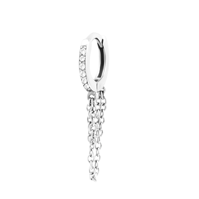 Stainless steel helixpiercing kristal+ketting