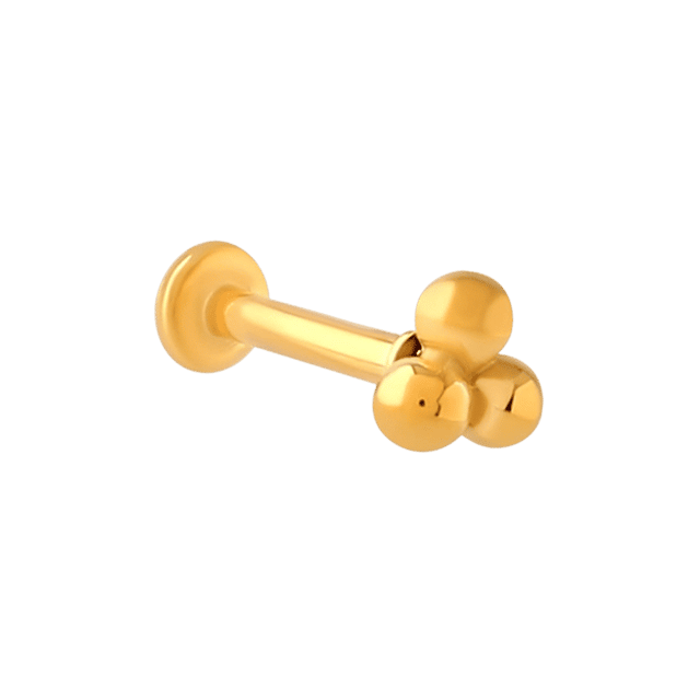 Stainless steel traguspiercing gold 3bolletjes