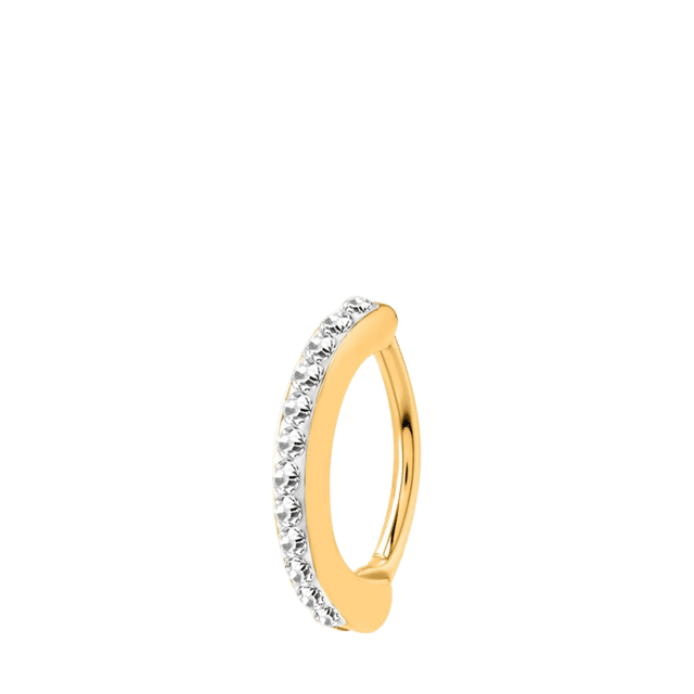 Stainless steel navelpiercing gold clicker kristal