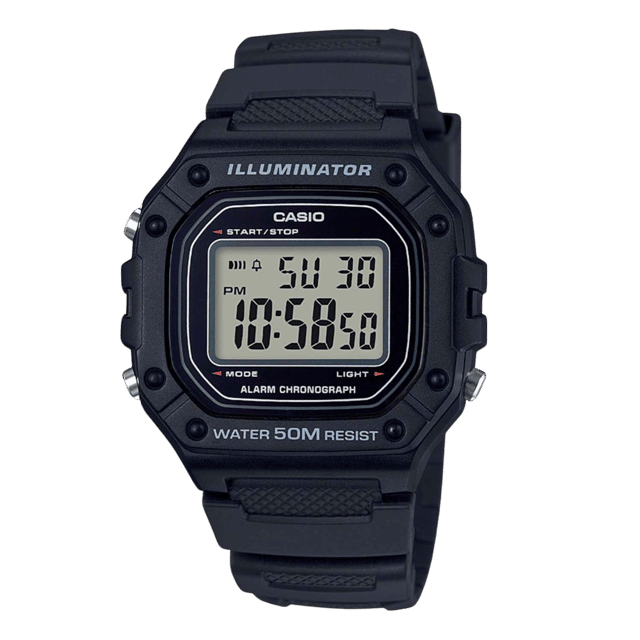 Casio Sports Digitaal Heren Horloge Zwart W-218H-1AVEF