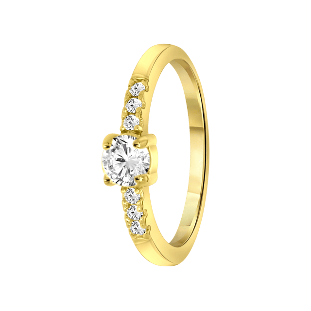 Zilveren goldplated kinderring met zirkonia