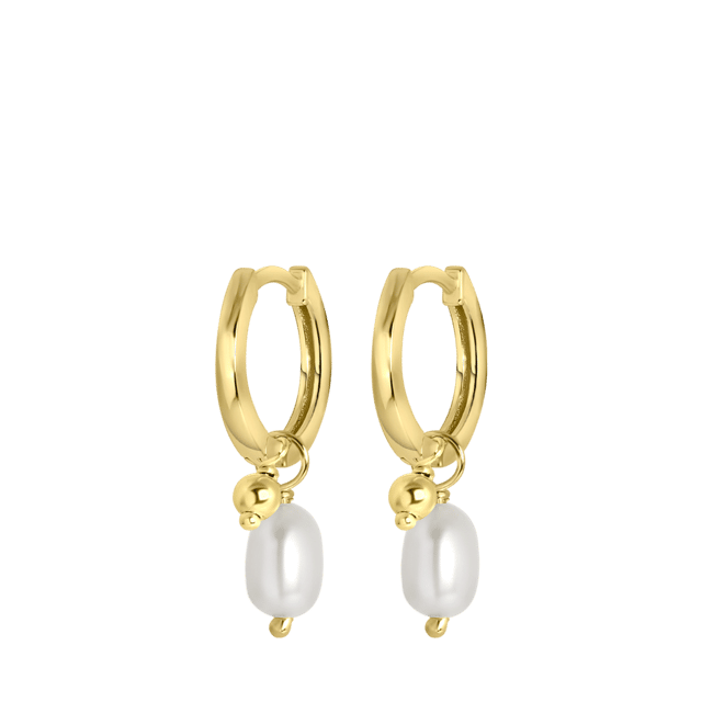 Zilveren goldplated oorringen met zoetwaterparel voor dames
