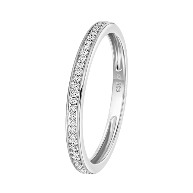 14 Karaat witgouden railring 29 diamanten 0,08ct