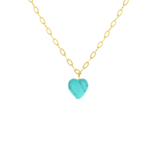 LuLu Jewels stainless steel goldplated ketting met hartje turquoise voor dames