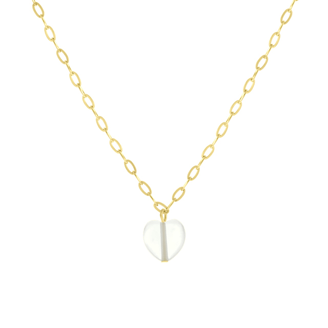 LuLu Jewels stainless steel goldplated ketting met hartje maansteen voor dames