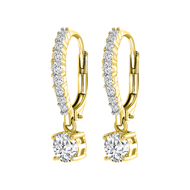 Zilveren goldplated oorringen met hanger zirkonia voor dames