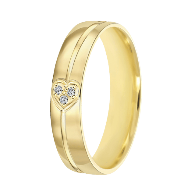 9K gele dames trouwring 4mm Sterre TW 457