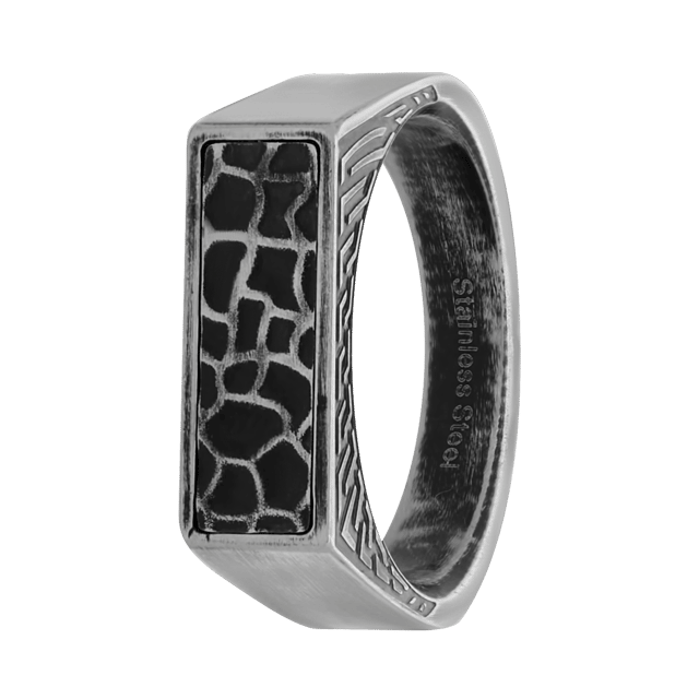 Stainless steel heren zegelring antique finish