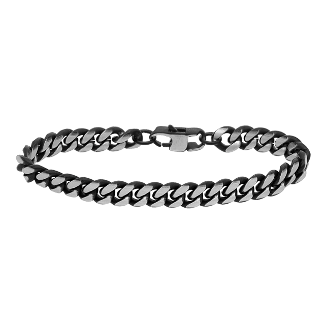Gerecycleerd stainless steel herenarmband gourmet zwart