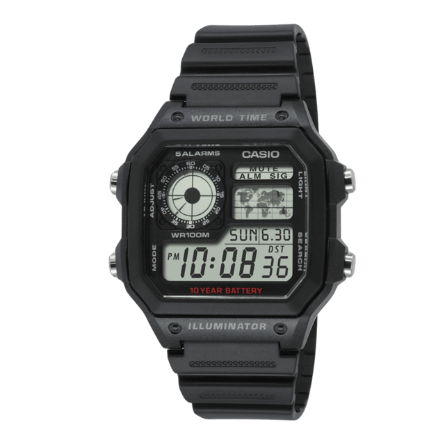 Casio Digitaal Heren Horloge Zwart AE-1200WH-1AVEF