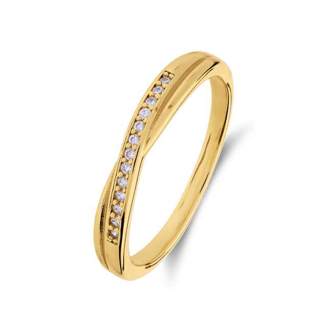 Zilveren goldplated ring met zirkonia