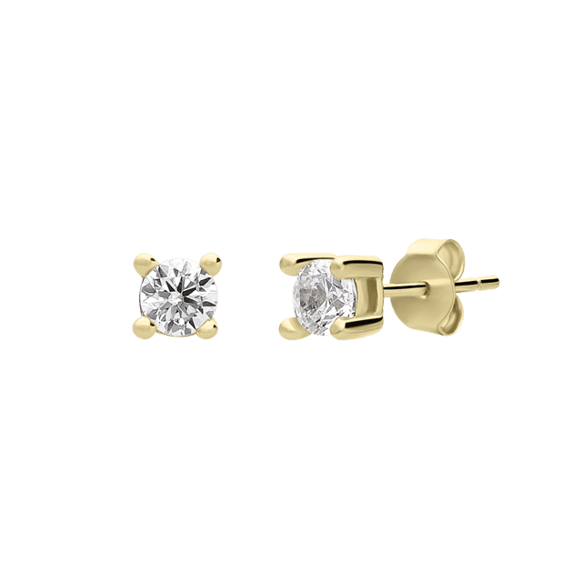 Zilveren goldplated oorknoppen rond 2,75mm met zirkonia voor dames