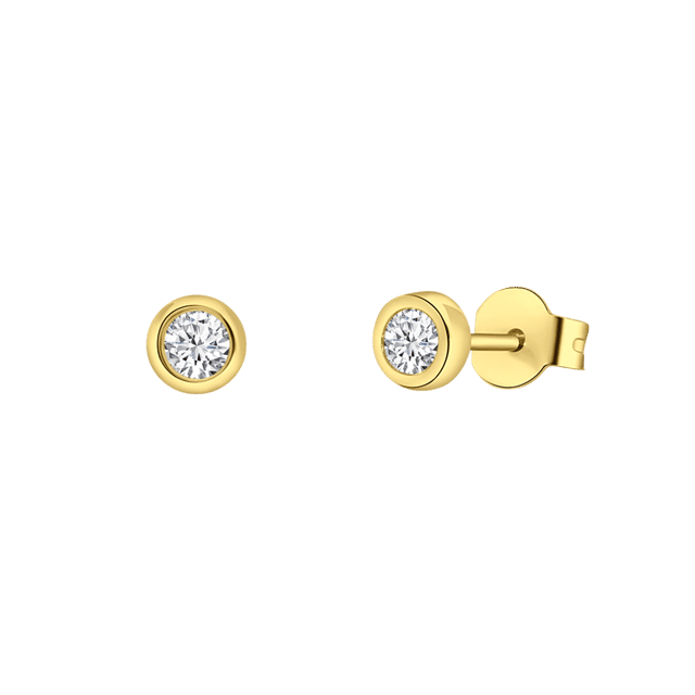 Zilveren goldplated oorknoppen met zirkonia 3mm voor dames
