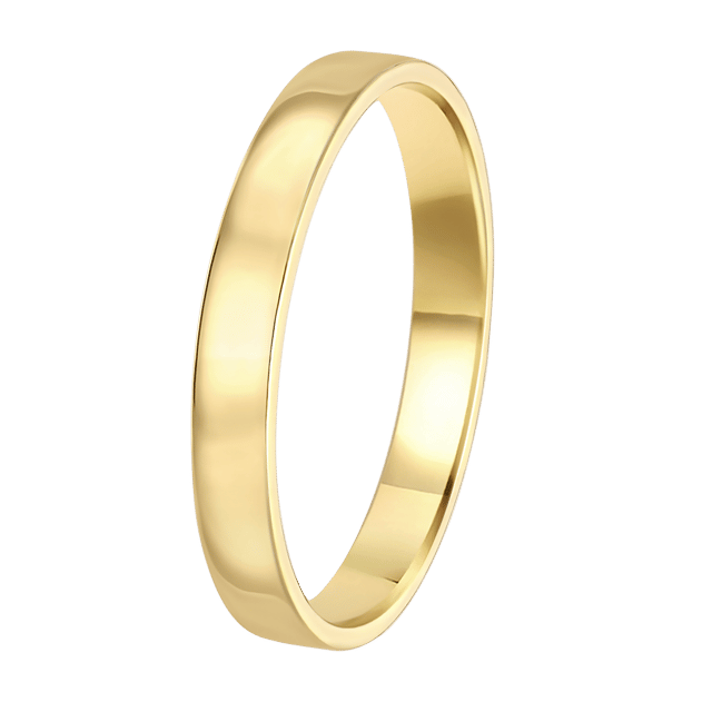 9K gele dames trouwring 3mm Dunya TW 303