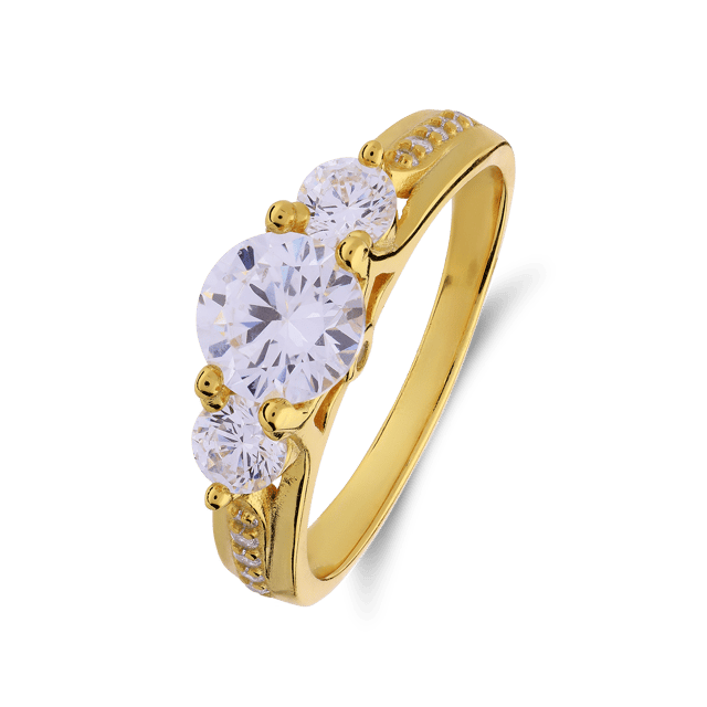 Zilveren goldplated ring met zirkonia