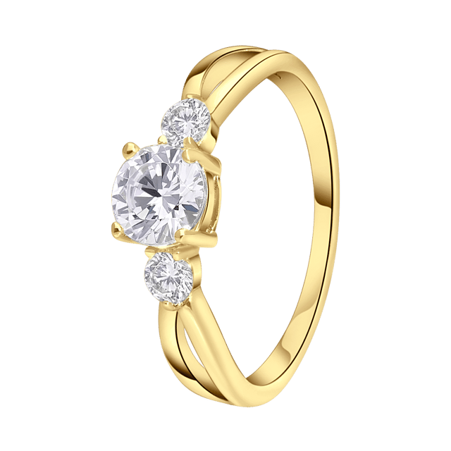Zilveren goldplated ring met zirkonia