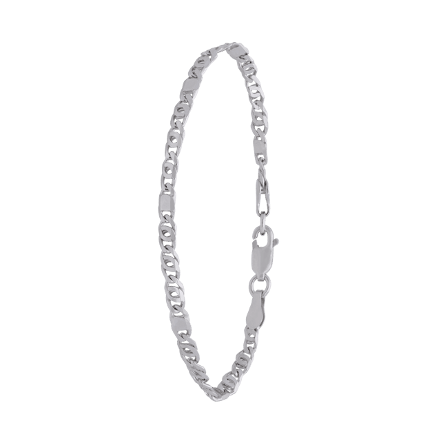 Gerecycleerd zilveren jongens armband platte gourmetschakel.