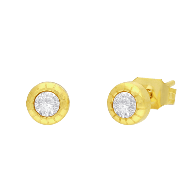 Myla stainless steel goldplated oorknoppen met zirkonia voor dames