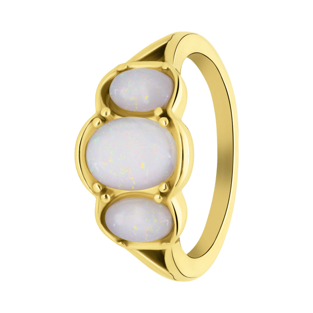 Stainless steel goldplated vintage ring opaal