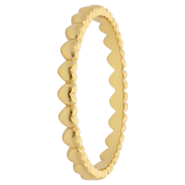 Zilveren goldplated ring met hartjes