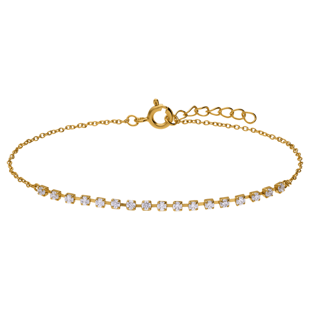 Zilveren goldplated tennisarmband met zirkonia