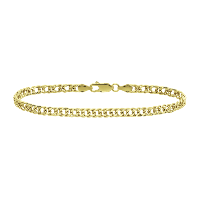 Gerecycleerd zilveren goldplated herenarmband dubbele gourmet.