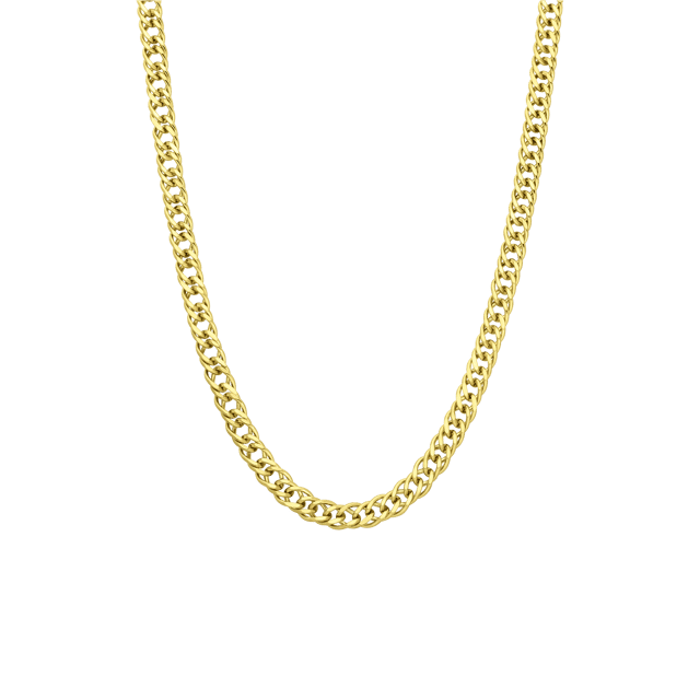 Gerecycleerd zilveren goldplated herencollier dubbele gourmet