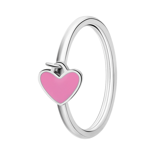 Stainless steel ring met hart emaille lichtroze