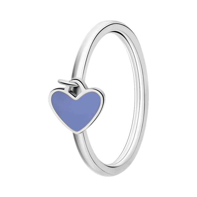 Stainless steel ring met hart emaille lichtblauw