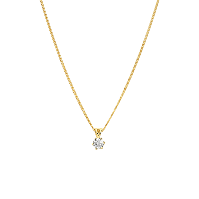 Zilveren goldplated ketting met hanger zirkonia