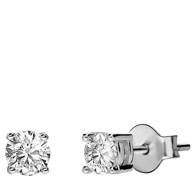 Zilveren oorbellen rond 4mm met zirkonia