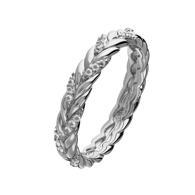 Zilveren ring vlecht zirkonia