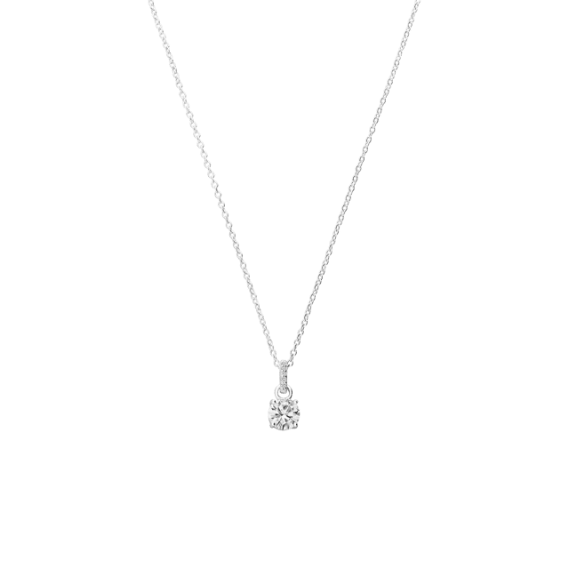 Zilveren ketting met hanger rond zirkonia