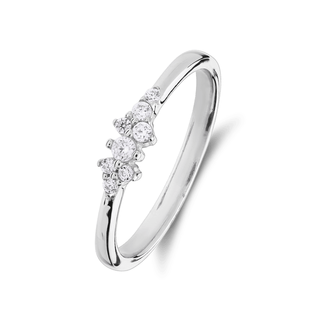 Zilveren ring asymetrisch zirkonia