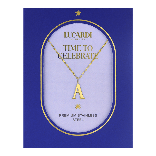 Stainless steel goldplated ketting letter A