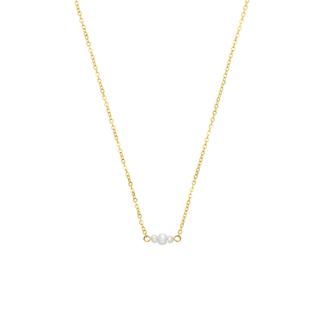 Myla stainless steel goldplated ketting met parels voor dames