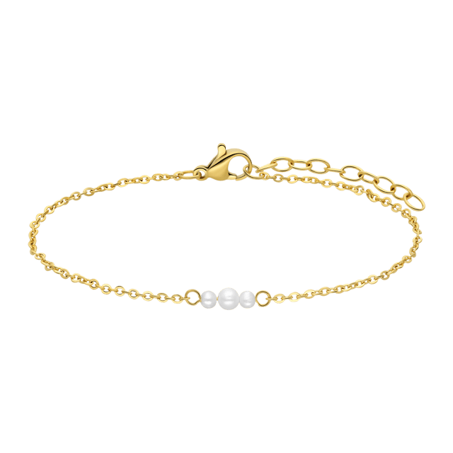 Stainless steel goldplated armband met parels