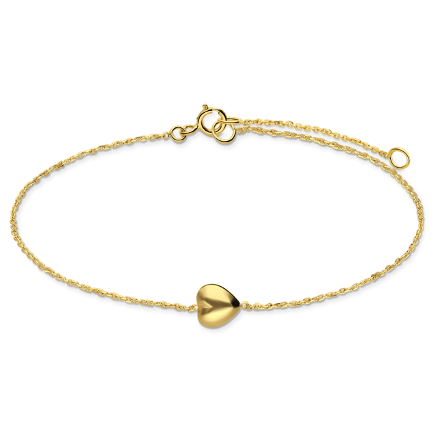 14 karaat geelgouden armband hart