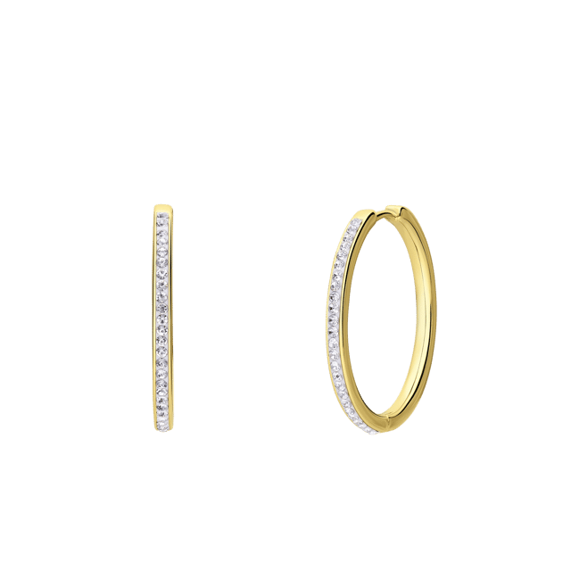 Zilveren goldplated oorringen kristal 30mm