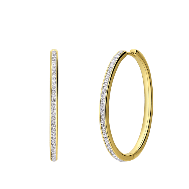 Zilveren goldplated oorringen kristal 40mm