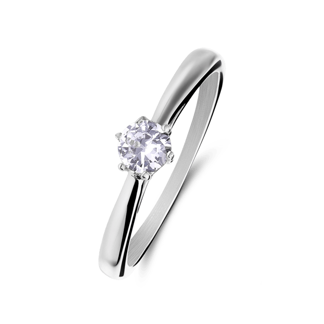 Stainless steel solitair aanzoeksring met zirkonia