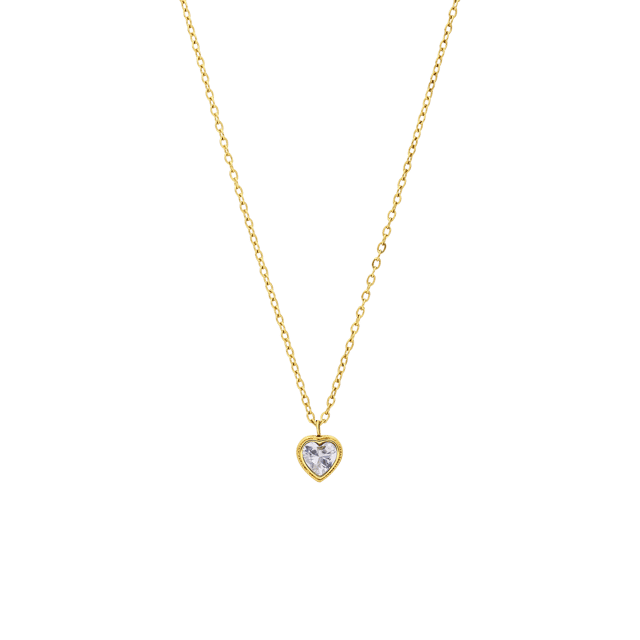 Stainless steel goldplated ketting vintage wit hart voor dames