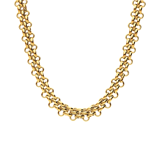 Camille stainless steel goldplated ketting chunky multi voor dames