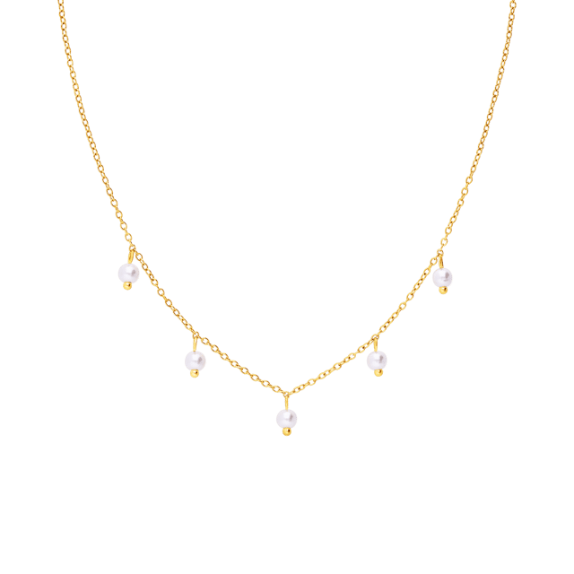 Myla stainless steel goldplated ketting met parels voor dames