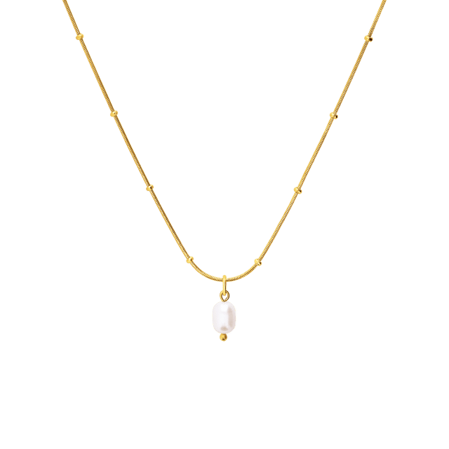 Myla stainless steel goldplated ketting met parel voor dames