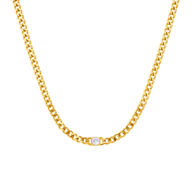 Myla stainless steel goldplated ketting gourmet met zirkonia voor dames