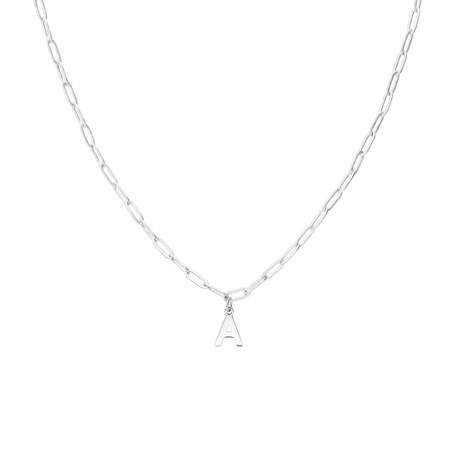 Stainless steel ketting closed forever met letter A