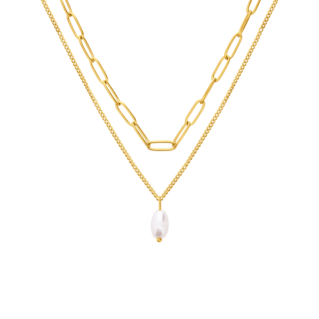 Myla stainless steel goldplated ketting closed forever parel voor dames